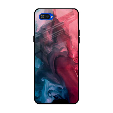 Blue & Red Smoke Realme C2 Glass Back Cover Online