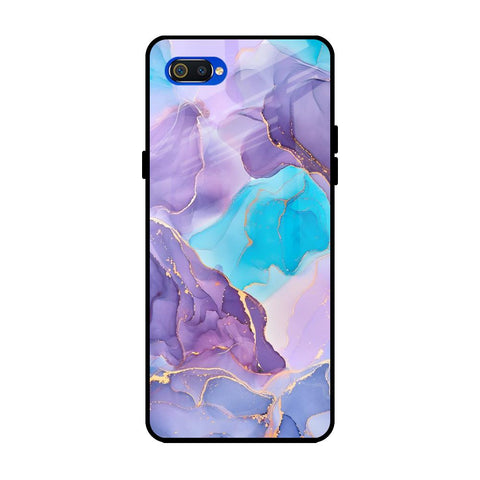 Alcohol ink Marble Realme C2 Glass Back Cover Online