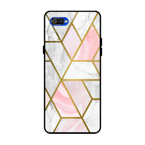 Geometrical Marble Realme C2 Glass Back Cover Online