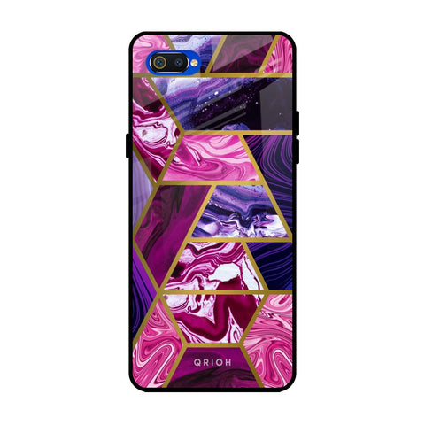 Electroplated Geometric Marble Realme C2 Glass Back Cover Online