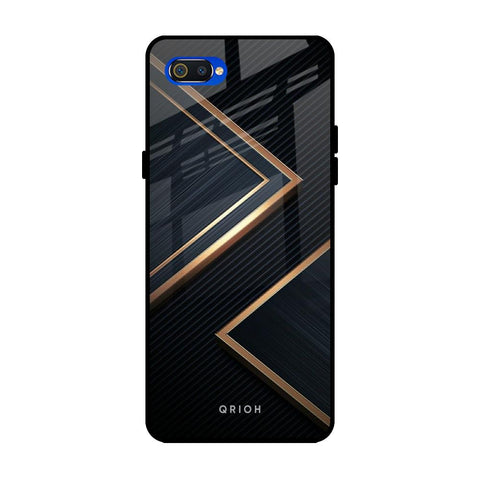 Sleek Golden & Navy Realme C2 Glass Back Cover Online