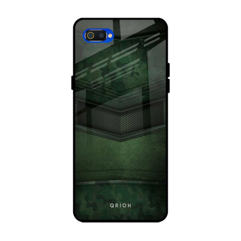 Green Leather Realme C2 Glass Back Cover Online