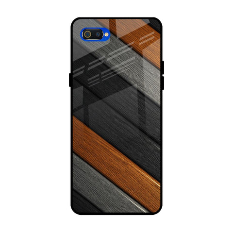 Tri Color Wood Realme C2 Glass Back Cover Online
