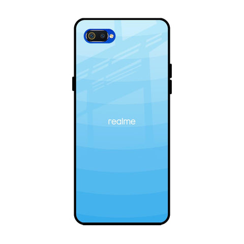 Wavy Blue Pattern Realme C2 Glass Back Cover Online