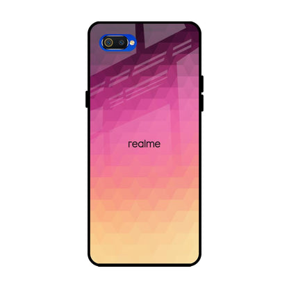 Geometric Pink Diamond Realme C2 Glass Back Cover Online