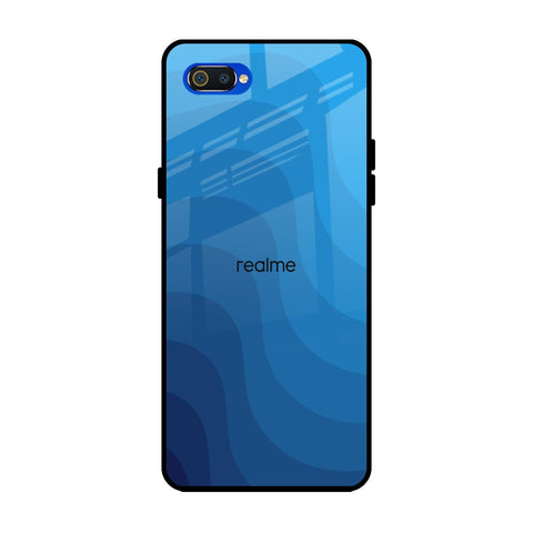 Blue Wave Abstract Realme C2 Glass Back Cover Online