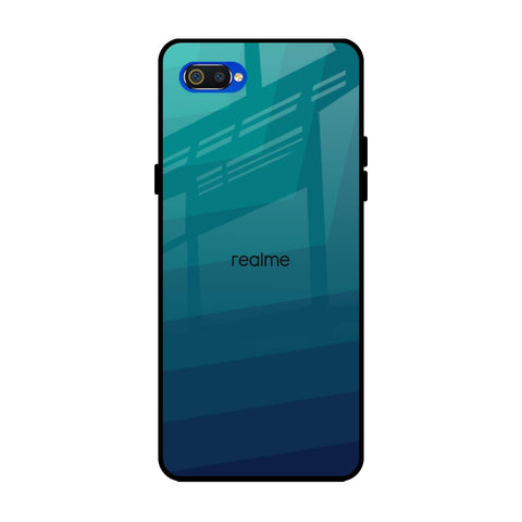 Green Triangle Pattern Realme C2 Glass Back Cover Online