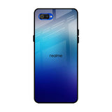 Blue Rhombus Pattern Realme C2 Glass Back Cover Online