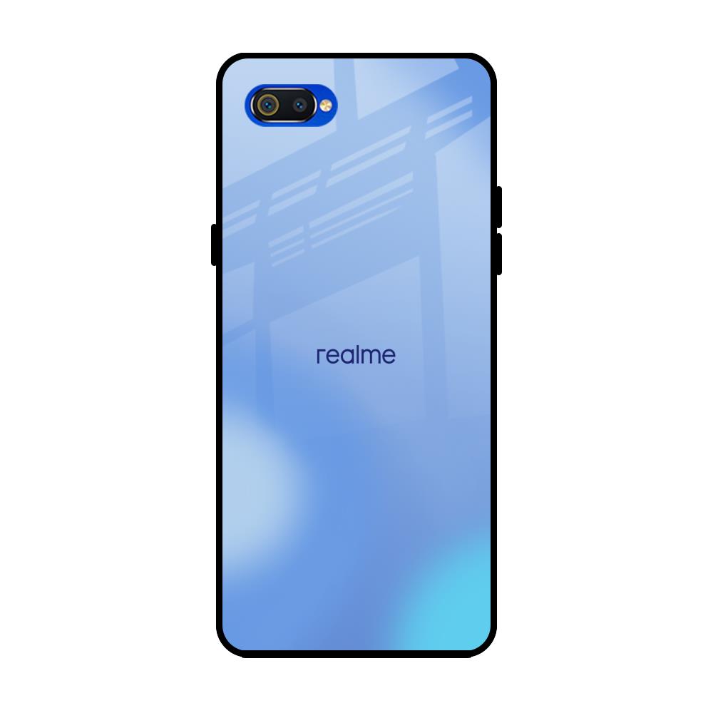 Vibrant Blue Texture Realme C2 Glass Back Cover Online