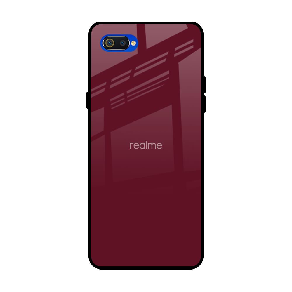 Classic Burgundy Realme C2 Glass Back Cover Online