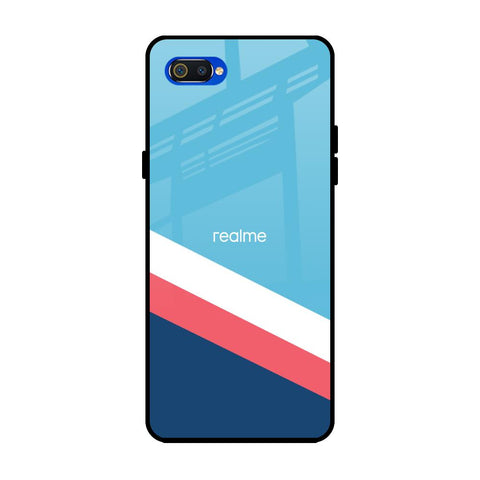 Pink & White Stripes Realme C2 Glass Back Cover Online