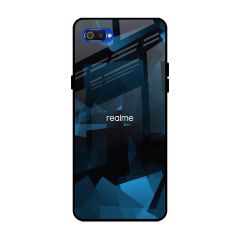 Polygonal Blue Box Realme C2 Glass Back Cover Online