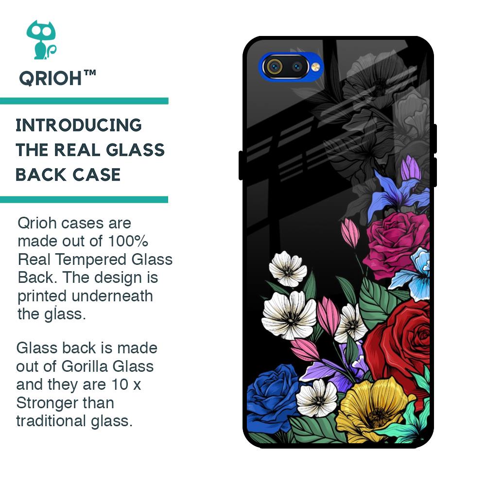 Rose Flower Bunch Art Glass Case for Realme C2