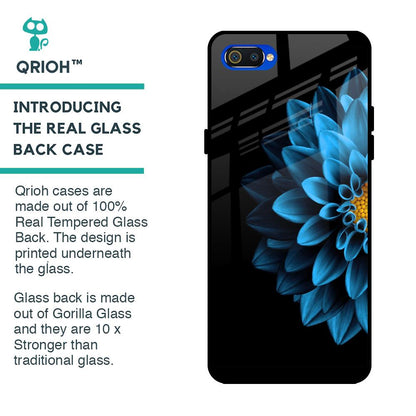 Half Blue Flower Glass Case for Realme C2
