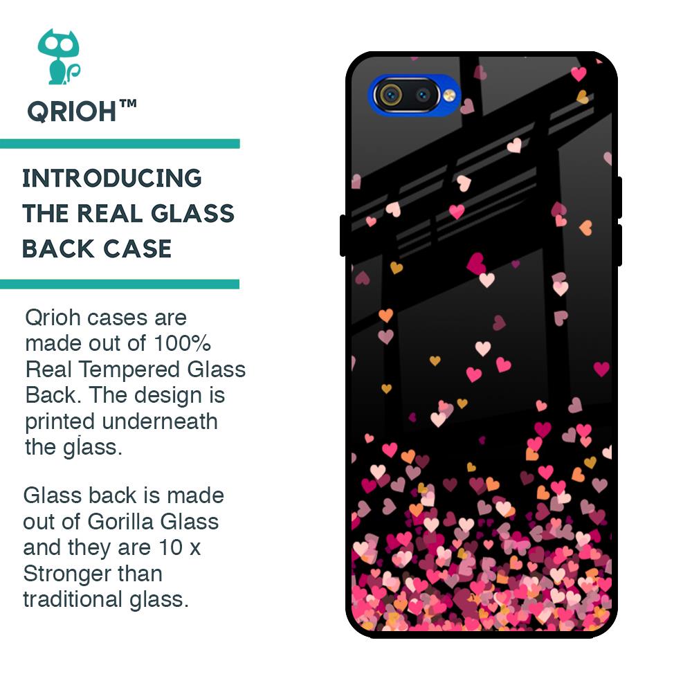 Heart Rain Fall Glass Case For Realme C2