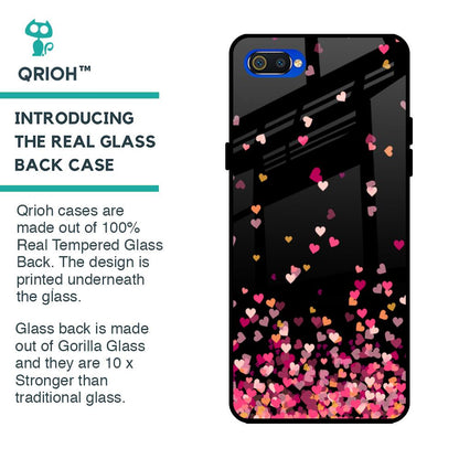 Heart Rain Fall Glass Case For Realme C2