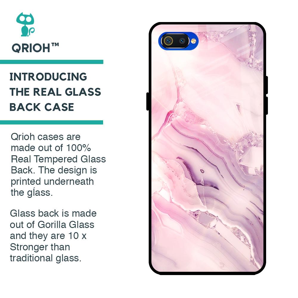 Diamond Pink Gradient Glass Case For Realme C2