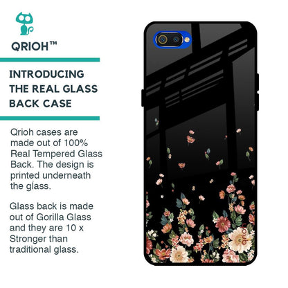 Floating Floral Print Glass Case for Realme C2