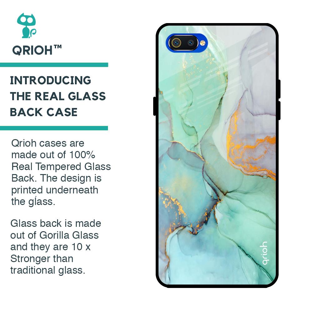 Green Marble Glass case for Realme C2