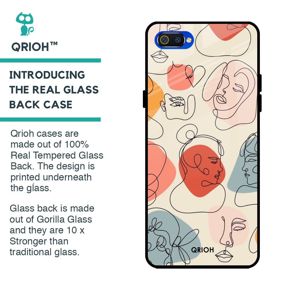 Abstract Faces Glass Case for Realme C2