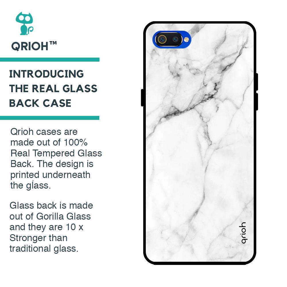 Modern White Marble Glass case for Realme C2
