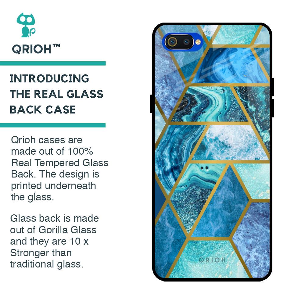 Turquoise Geometrical Marble Glass Case for Realme C2