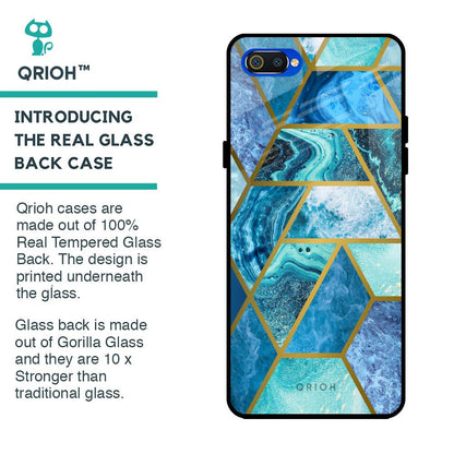 Turquoise Geometrical Marble Glass Case for Realme C2