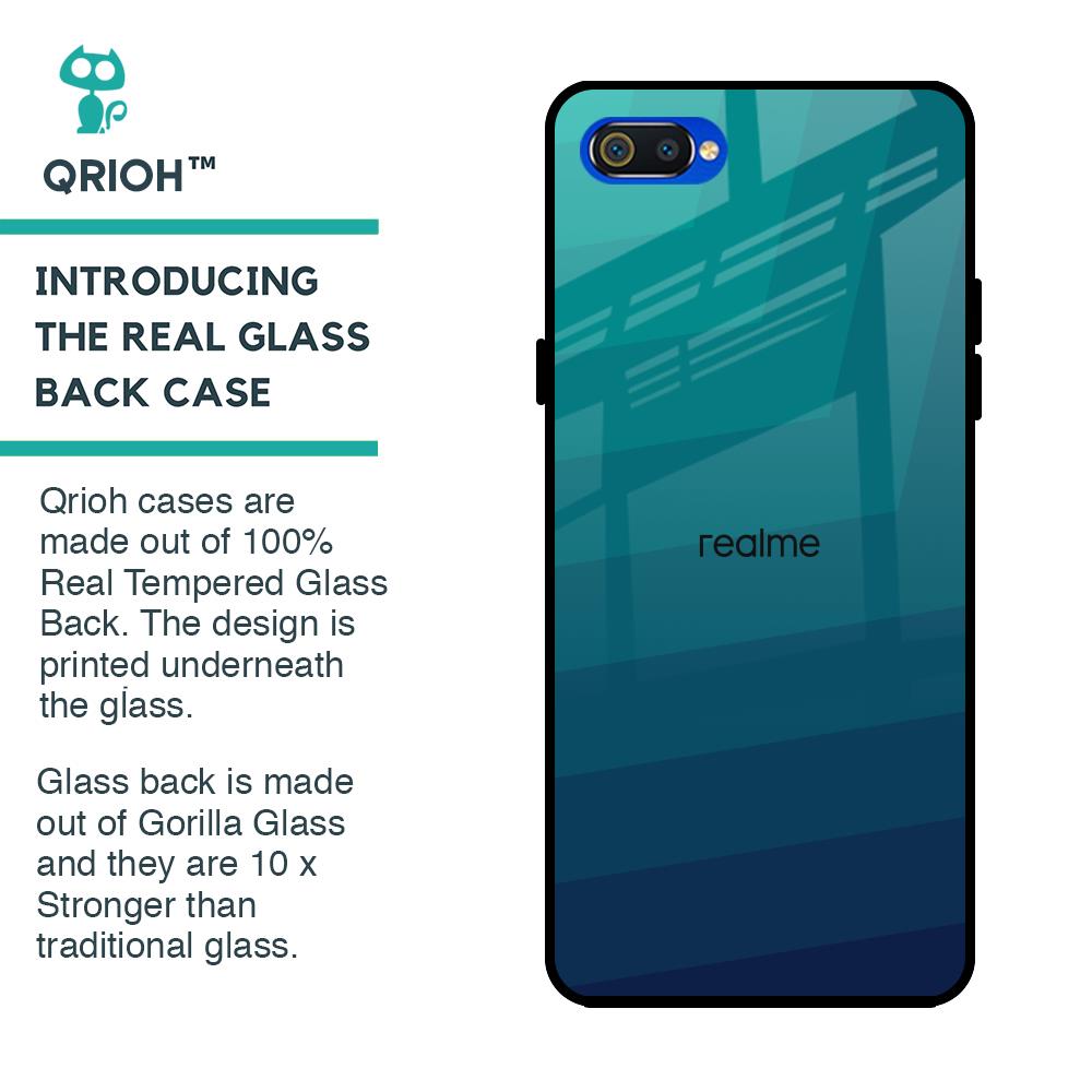 Green Triangle Pattern Glass Case for Realme C2