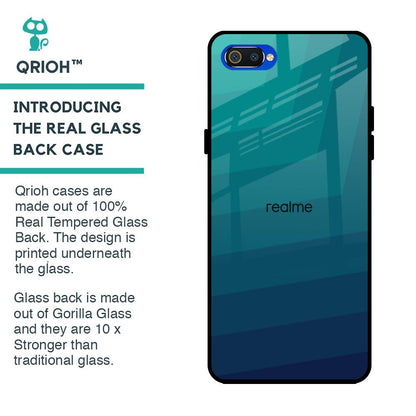 Green Triangle Pattern Glass Case for Realme C2