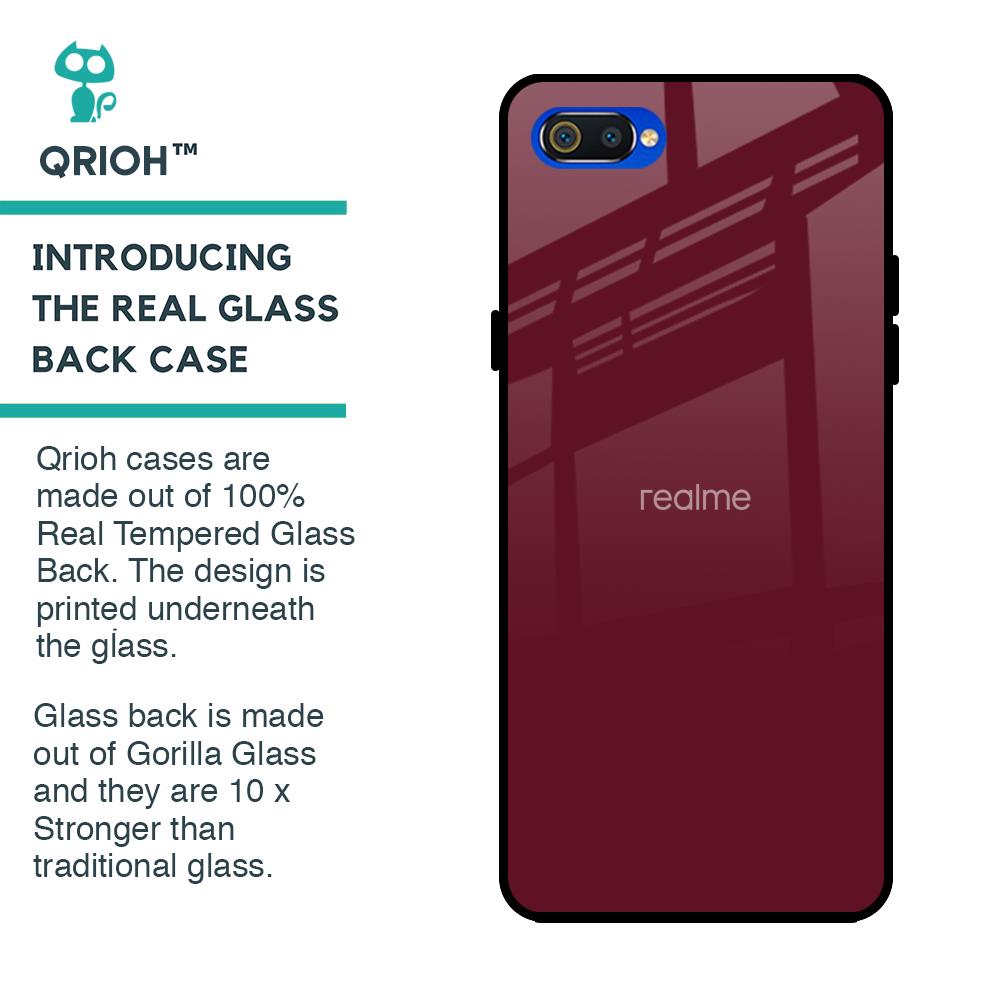 Classic Burgundy Glass Case for Realme C2