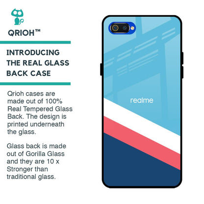 Pink & White Stripes Glass Case For Realme C2