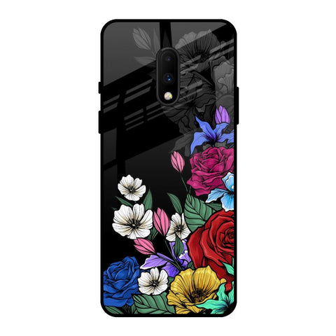 Rose Flower Bunch Art OnePlus 7 Glass Back Cover Online