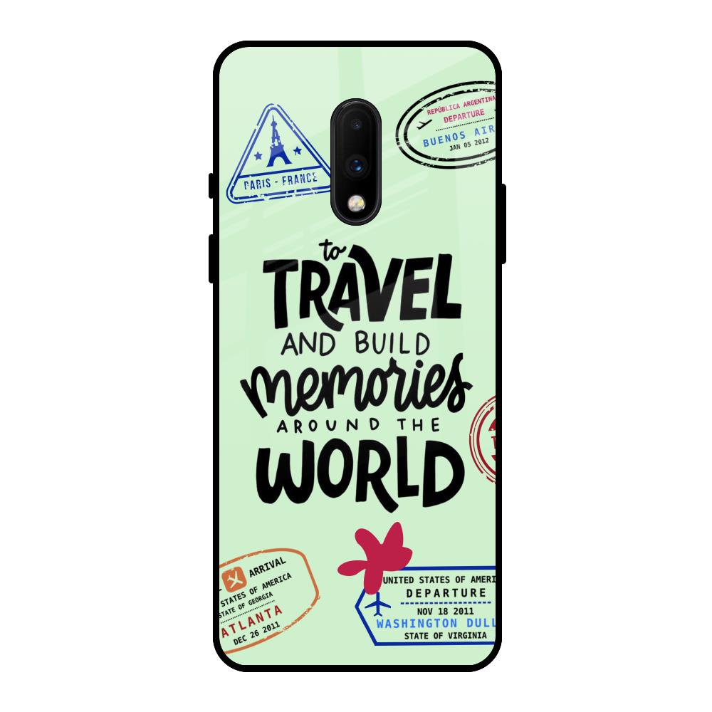 Travel Stamps OnePlus 7 Glass Back Cover Online
