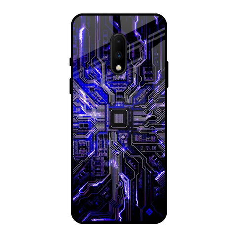 Techno Color Pattern OnePlus 7 Glass Back Cover Online