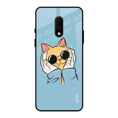 Adorable Cute Kitty OnePlus 7 Glass Back Cover Online