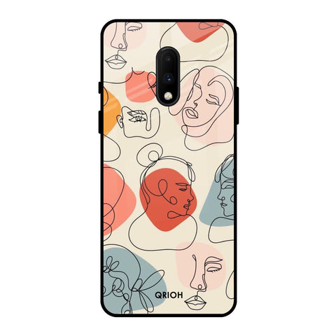 Abstract Faces OnePlus 7 Glass Back Cover Online