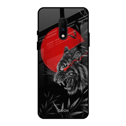Red Moon Tiger OnePlus 7 Glass Back Cover Online