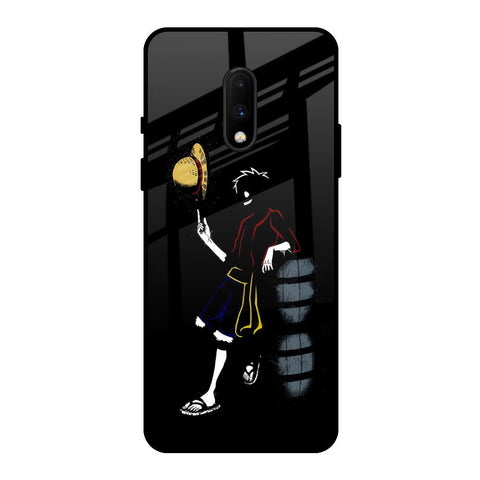 Luffy Line Art OnePlus 7 Glass Back Cover Online