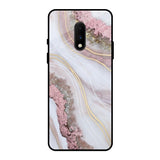 Pink & Gold Gllitter Marble OnePlus 7 Glass Back Cover Online