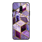 Purple Rhombus Marble OnePlus 7 Glass Back Cover Online