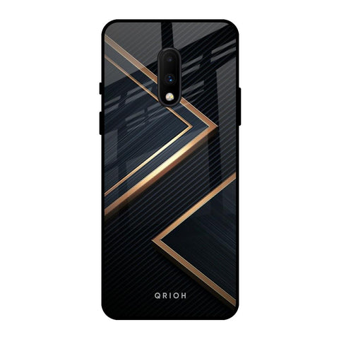 Sleek Golden & Navy OnePlus 7 Glass Back Cover Online