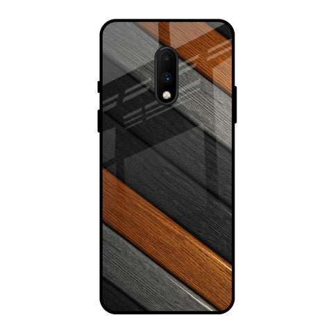 Tri Color Wood OnePlus 7 Glass Back Cover Online