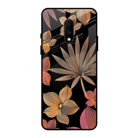 Lines Pattern Flowers OnePlus 7 Glass Back Cover Online