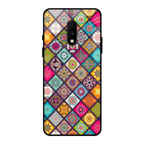 Multicolor Mandala OnePlus 7 Glass Back Cover Online