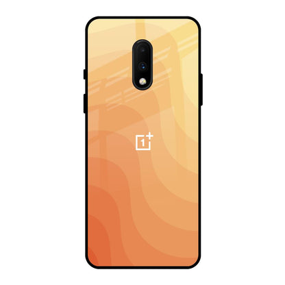 Orange Curve Pattern OnePlus 7 Glass Back Cover Online