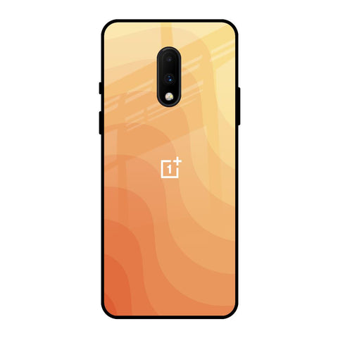 Orange Curve Pattern OnePlus 7 Glass Back Cover Online