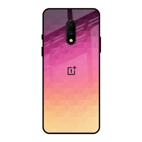 Geometric Pink Diamond OnePlus 7 Glass Back Cover Online