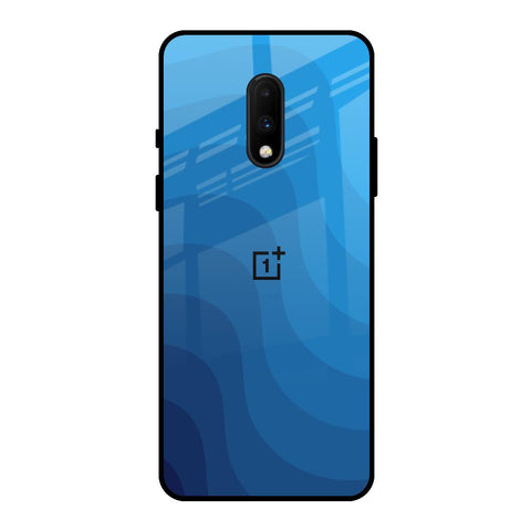 Blue Wave Abstract OnePlus 7 Glass Back Cover Online