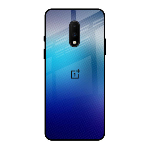 Blue Rhombus Pattern OnePlus 7 Glass Back Cover Online