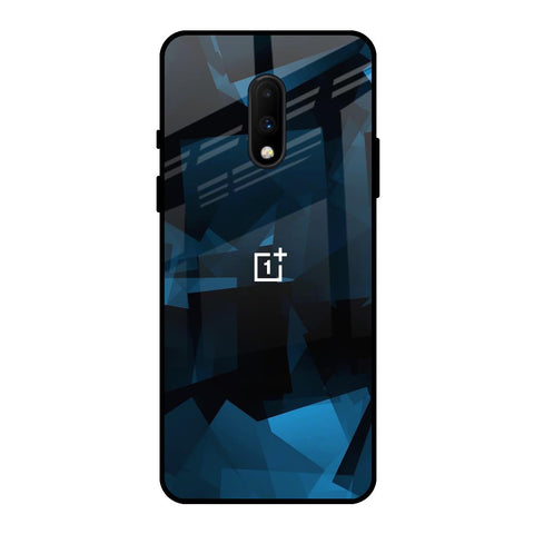 Polygonal Blue Box OnePlus 7 Glass Back Cover Online